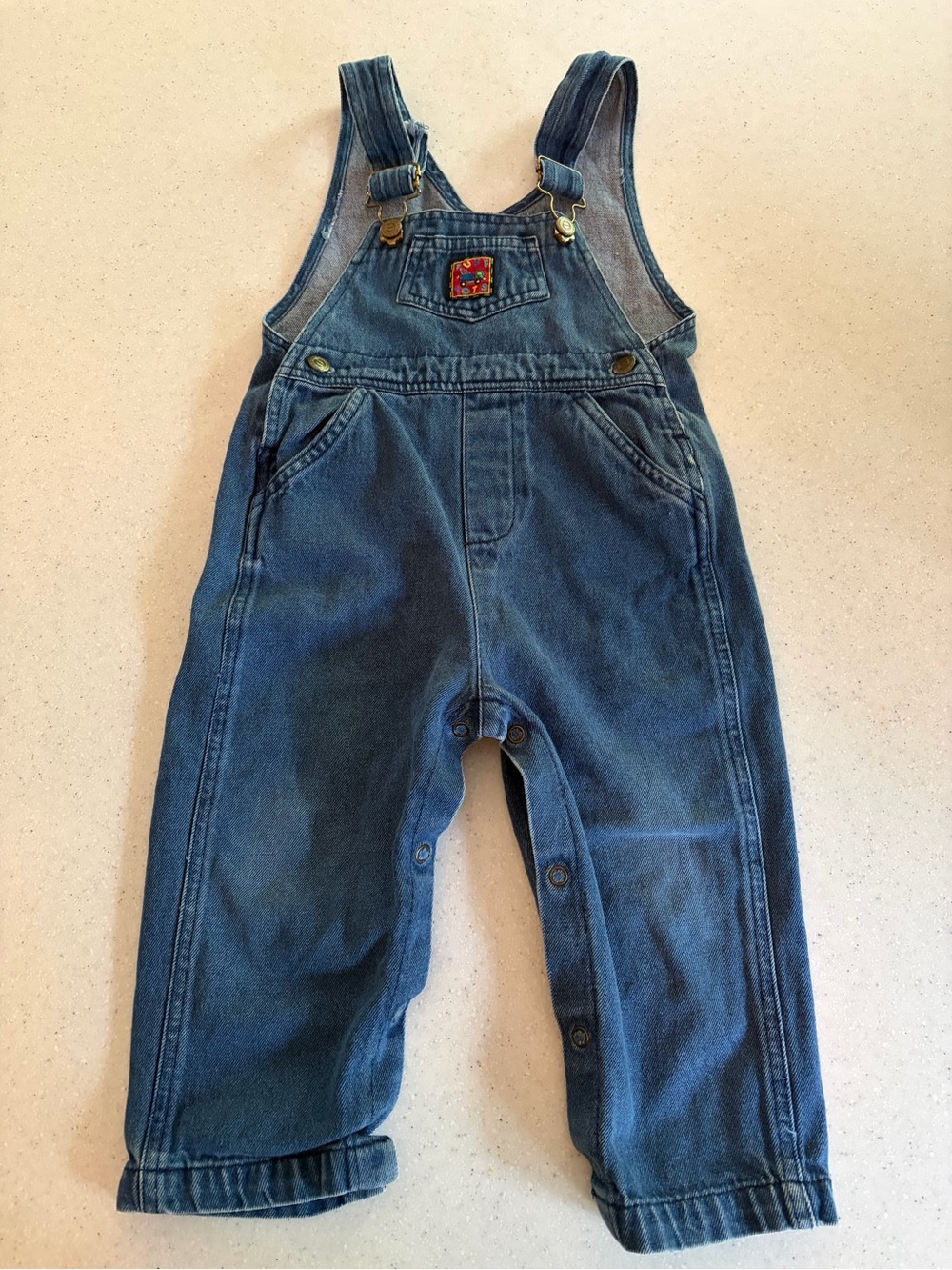 Vintage 90s Perfect Pals Childrens Denim Blue Overalls Sz 24M Toddler Boy Unisex